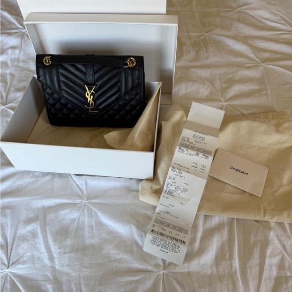 Saint Laurent Medium Envelope Black Quilted Leather Bag - Picture 1 of 8